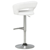 Travia Adjustable Leatherette Swivel Bar Stool White and Chrome view 6