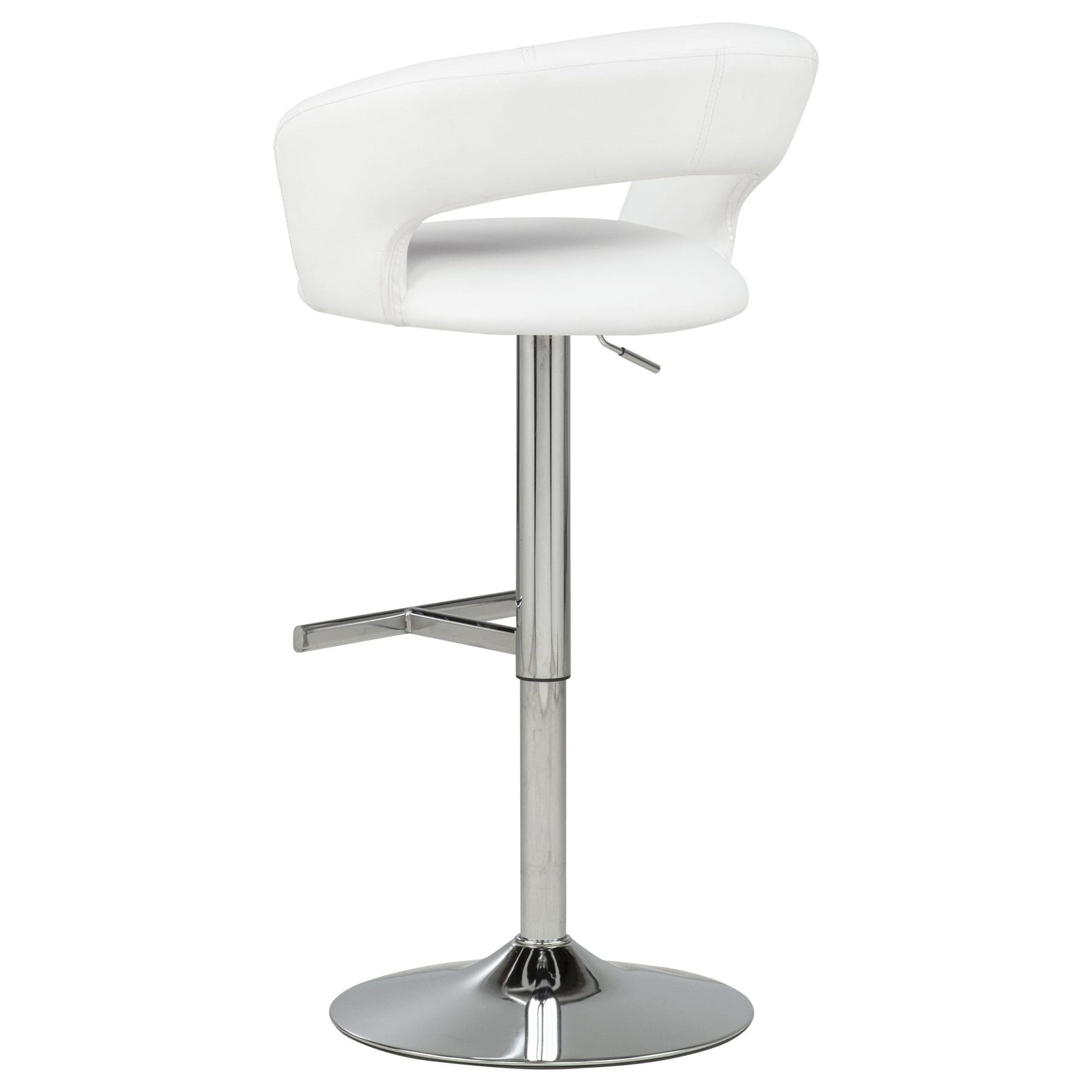 Travia Adjustable Leatherette Swivel Bar Stool White and Chrome view 6