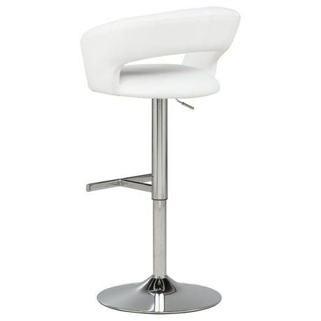 Travia Adjustable Leatherette Swivel Bar Stool White and Chrome view 6