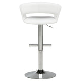 Travia Adjustable Leatherette Swivel Bar Stool White and Chrome view 7