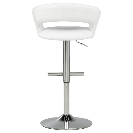 Travia Adjustable Leatherette Swivel Bar Stool White and Chrome view 7