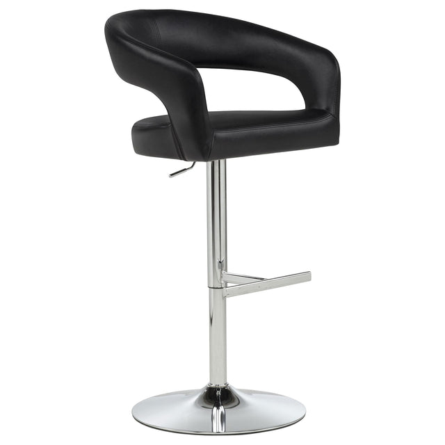 Travia Leatherette Upholstered Adjustable Bar Stool Black from Ella Furniture