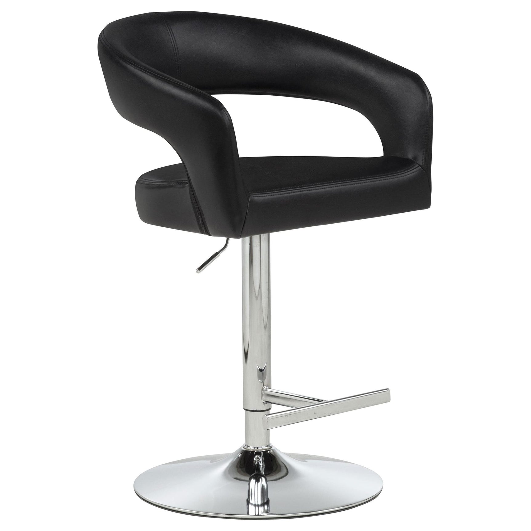 Travia Leatherette Upholstered Adjustable Bar Stool Black view 2