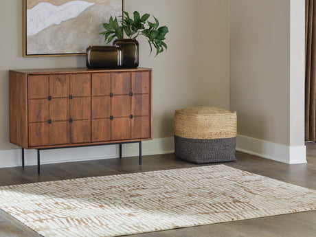 Uduak Cream/Tan/Rust Medium Rug from Ella Furniture