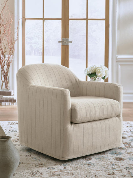 Valwick Cream/Brown Swivel Accent Chair from Ella Furniture