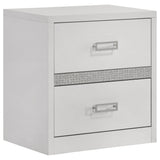 Viana Contemporary 2-Drawer Nightstand with Chrome Pulls White High Gloss from Ella Furniture