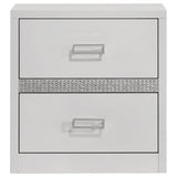 Viana Contemporary 2-Drawer Nightstand with Chrome Pulls White High Gloss view 3