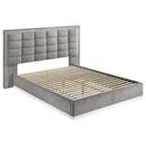 Viana Queen Chenille Platform Bed Grey and White High Gloss from Ella Furniture