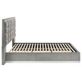 Viana Queen Chenille Platform Bed Grey and White High Gloss view 6