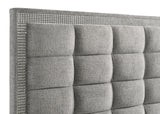 Viana Queen Chenille Platform Bed Grey and White High Gloss view 7