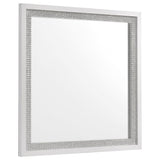 Viana Square Beveled Dresser Mirror with Faceted Trim White High Gloss from Ella Furniture