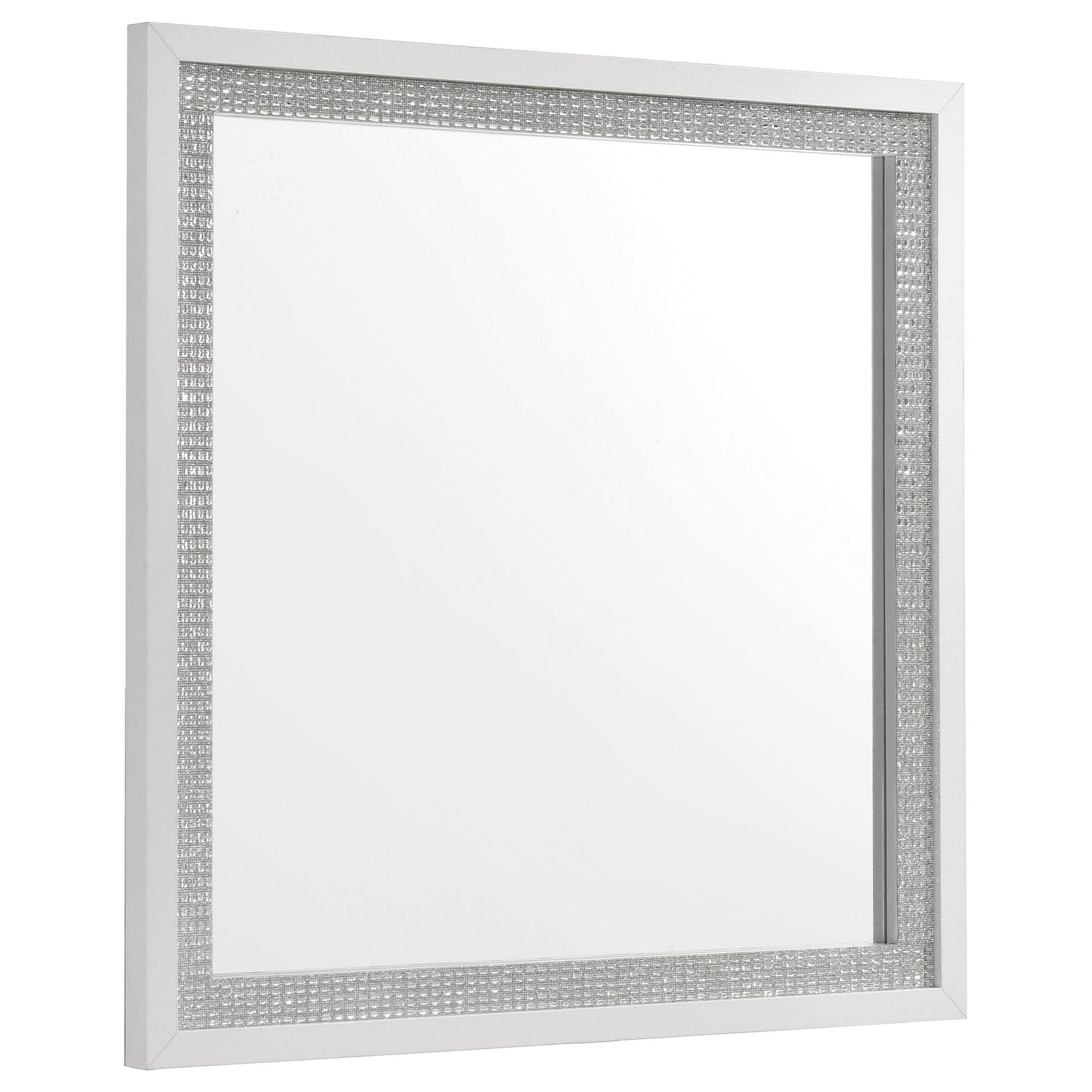 Viana Square Beveled Dresser Mirror with Faceted Trim White High Gloss from Ella Furniture