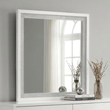 Viana Square Beveled Dresser Mirror with Faceted Trim White High Gloss view 2