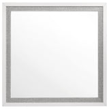 Viana Square Beveled Dresser Mirror with Faceted Trim White High Gloss view 3
