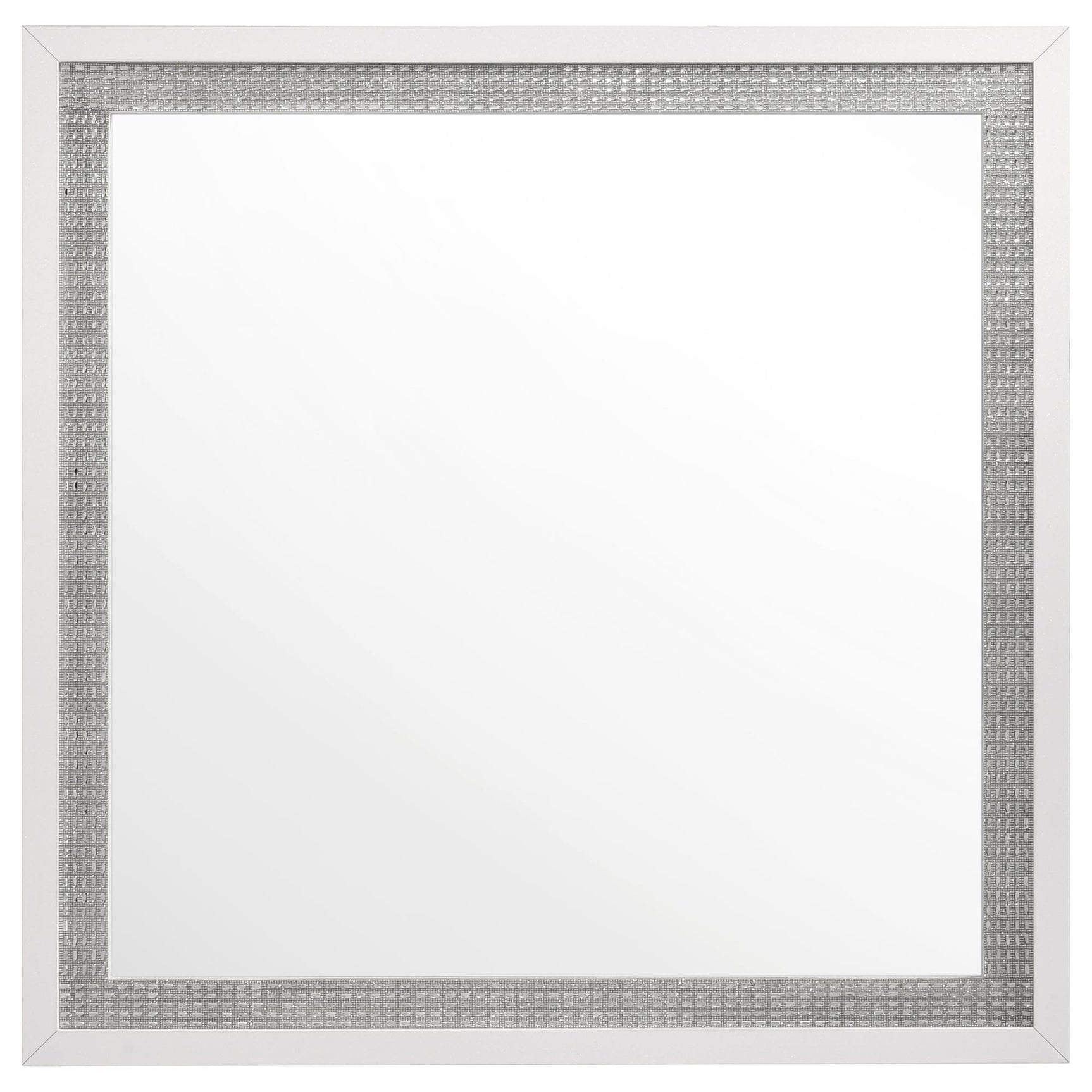 Viana Square Beveled Dresser Mirror with Faceted Trim White High Gloss view 3