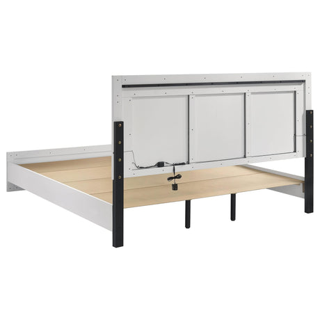 Viana Touch-Control LED Eastern King Platform Bed White High Gloss view 5