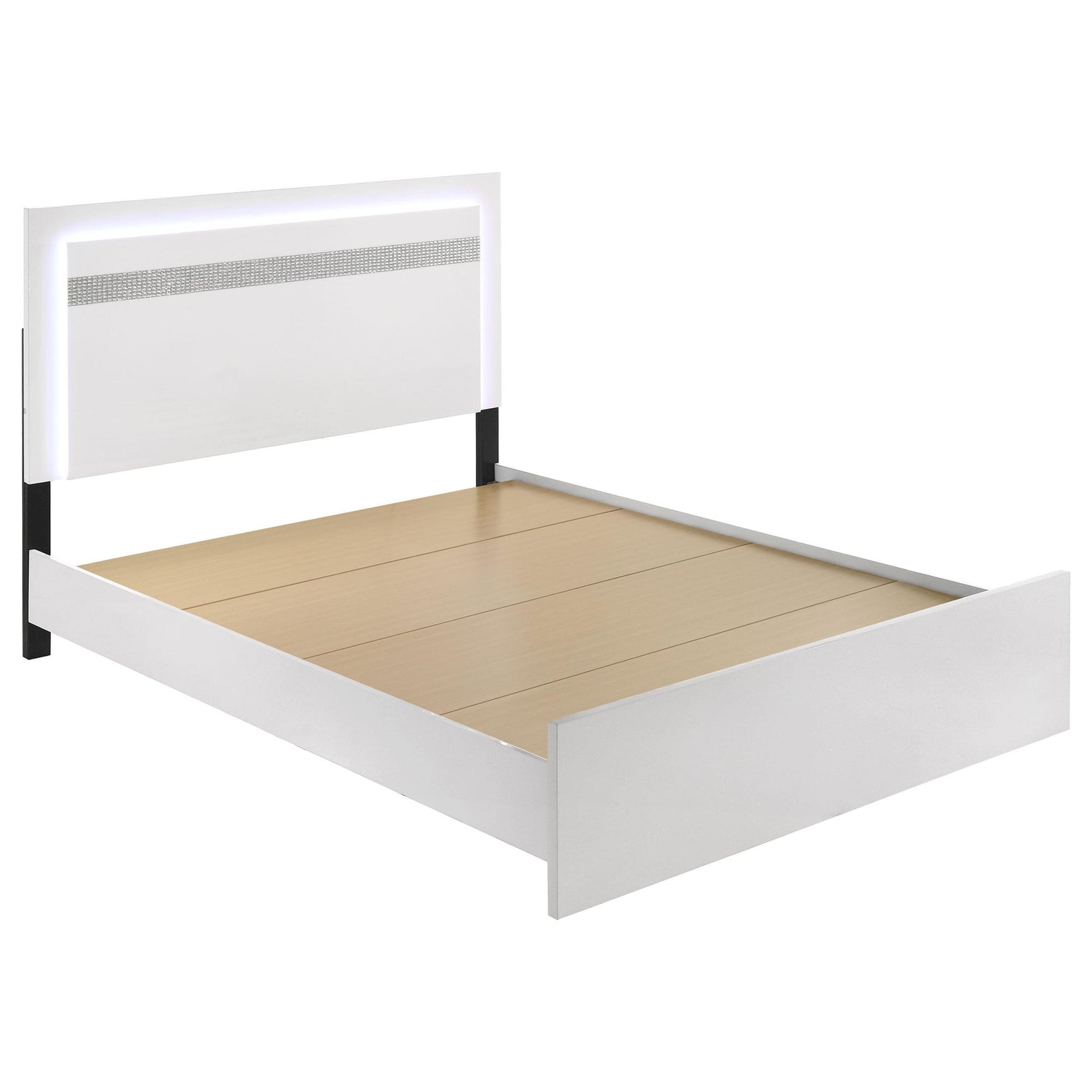 Viana Touch-Control LED Queen Platform Bed White High Gloss from Ella Furniture