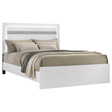 Viana Touch-Control LED Queen Platform Bed White High Gloss view 3