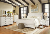 Willowton Whitewash Sleigh Bedroom Set King 3: Bed, Dresser, Mirror from Ella Furniture