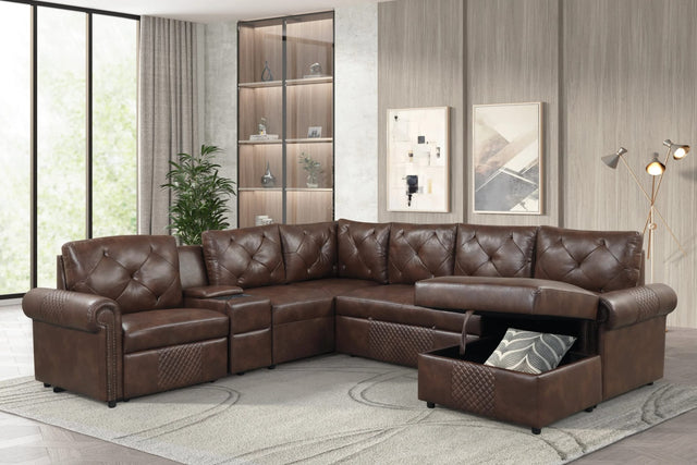 Winston Brown Power Reclining Sectional w Pull-Out Bed from Ella Furniture