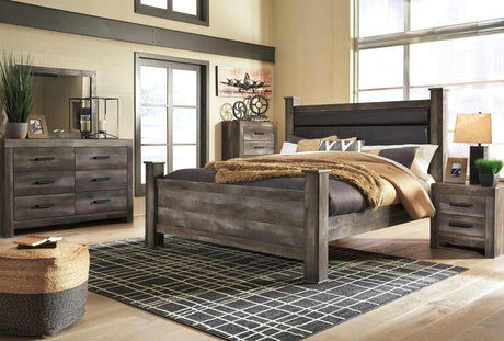 Wynnlow Gray Poster Bedroom Set King 3: Bed, Dresser, Mirror from Ella Furniture