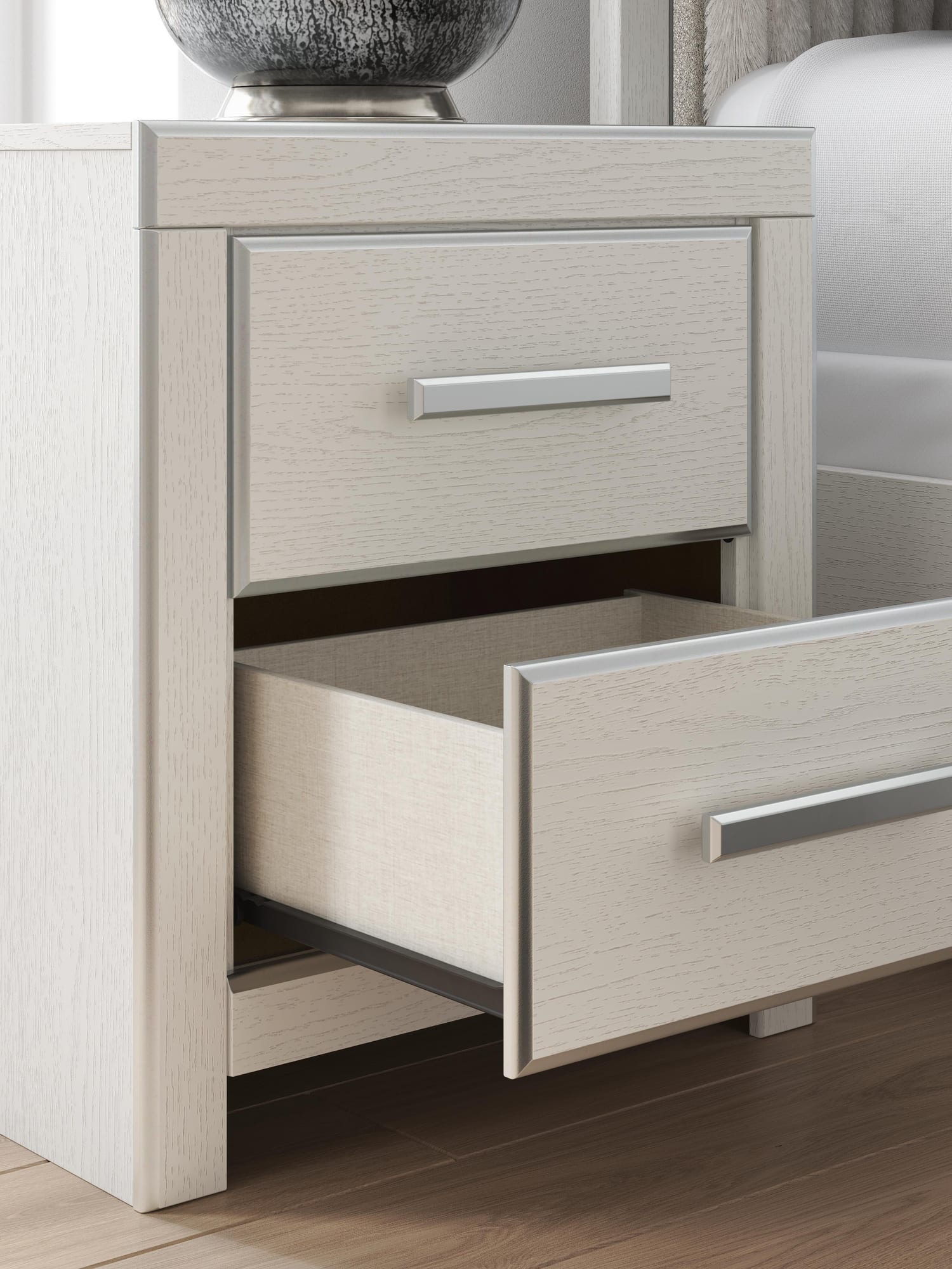 Zuraleus White Upholstered Panel Platform Platform Upholstered Bedroom Set 2 detail view