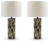 Ellford Black/brown/cream 2-Piece Table Lamp Set - Ella Furniture