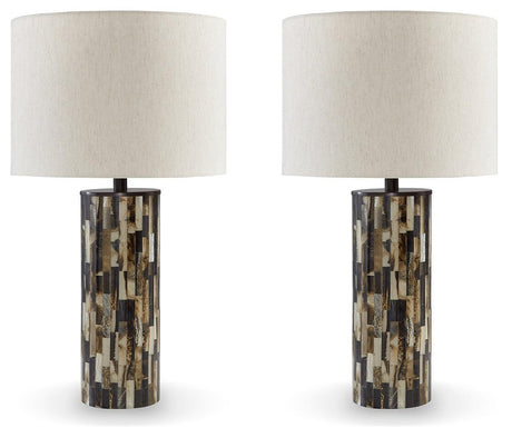 Ellford Black/brown/cream 2-Piece Table Lamp Set - Ella Furniture