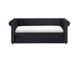 Ellie Black Modern Transitional Velvet Tufted Trundle Daybed - Ella Furniture