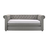 Ellie Dove Gray Modern Transitional Fabric Tufted Trundle Daybed - Ella Furniture