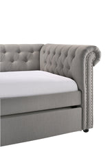 Ellie Dove Gray Modern Transitional Fabric Tufted Trundle Daybed - Ella Furniture