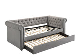 Ellie Dove Gray Modern Transitional Fabric Tufted Trundle Daybed - Ella Furniture
