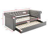 Ellie Dove Gray Modern Transitional Fabric Tufted Trundle Daybed - Ella Furniture