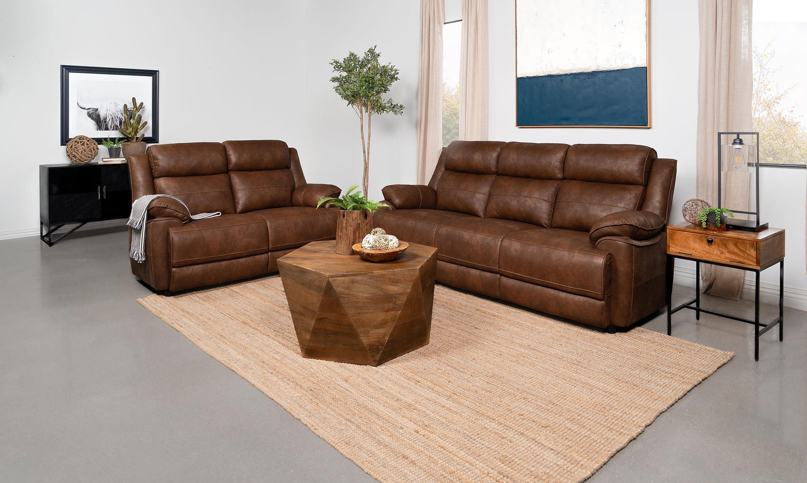 Ellington 2-piece Upholstered Padded Arm Sofa Set Dark Brown 508281-S2 - Ella Furniture