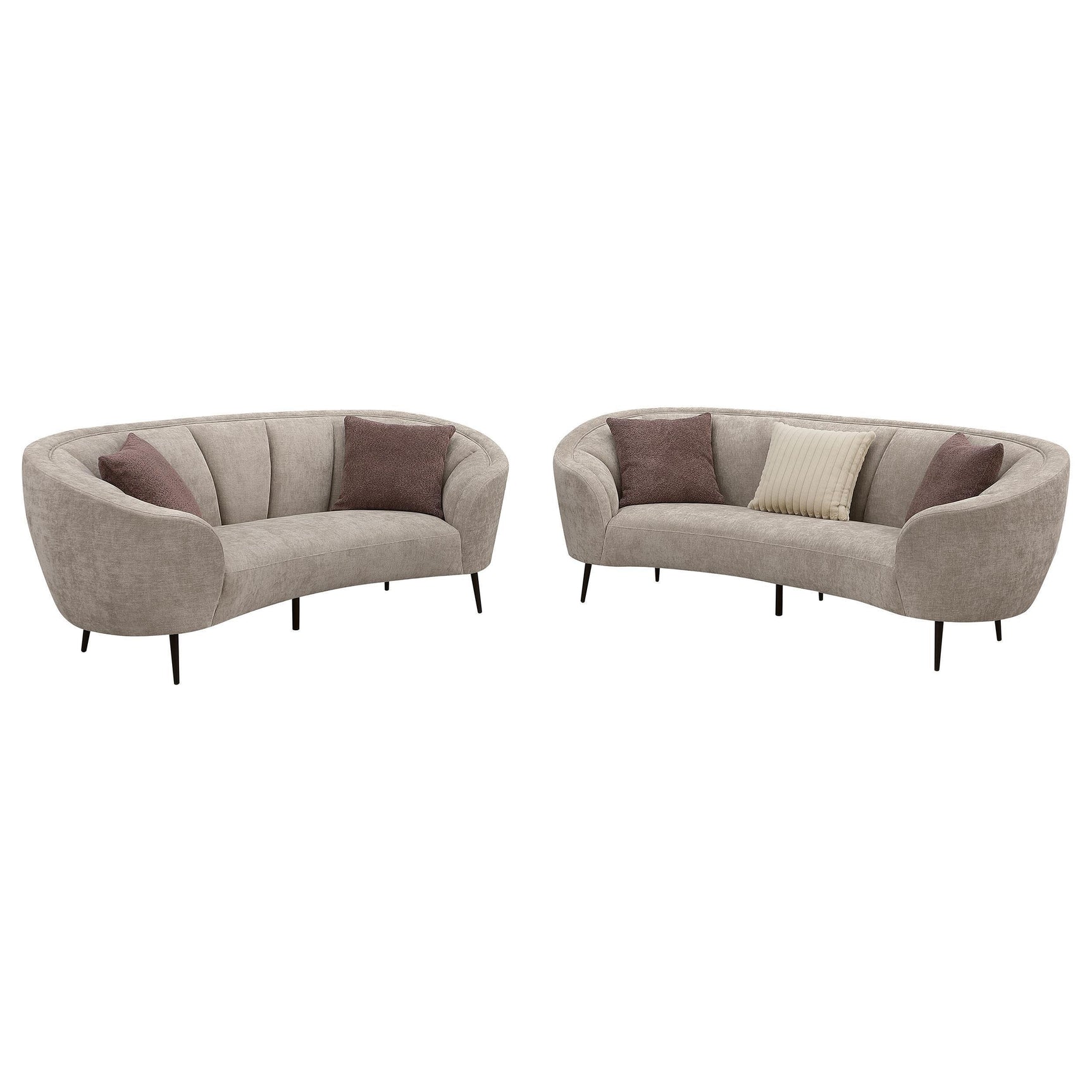 Ellorie 2-piece Upholstered Curved Sofa Set Beige 504837-S2 - Ella Furniture