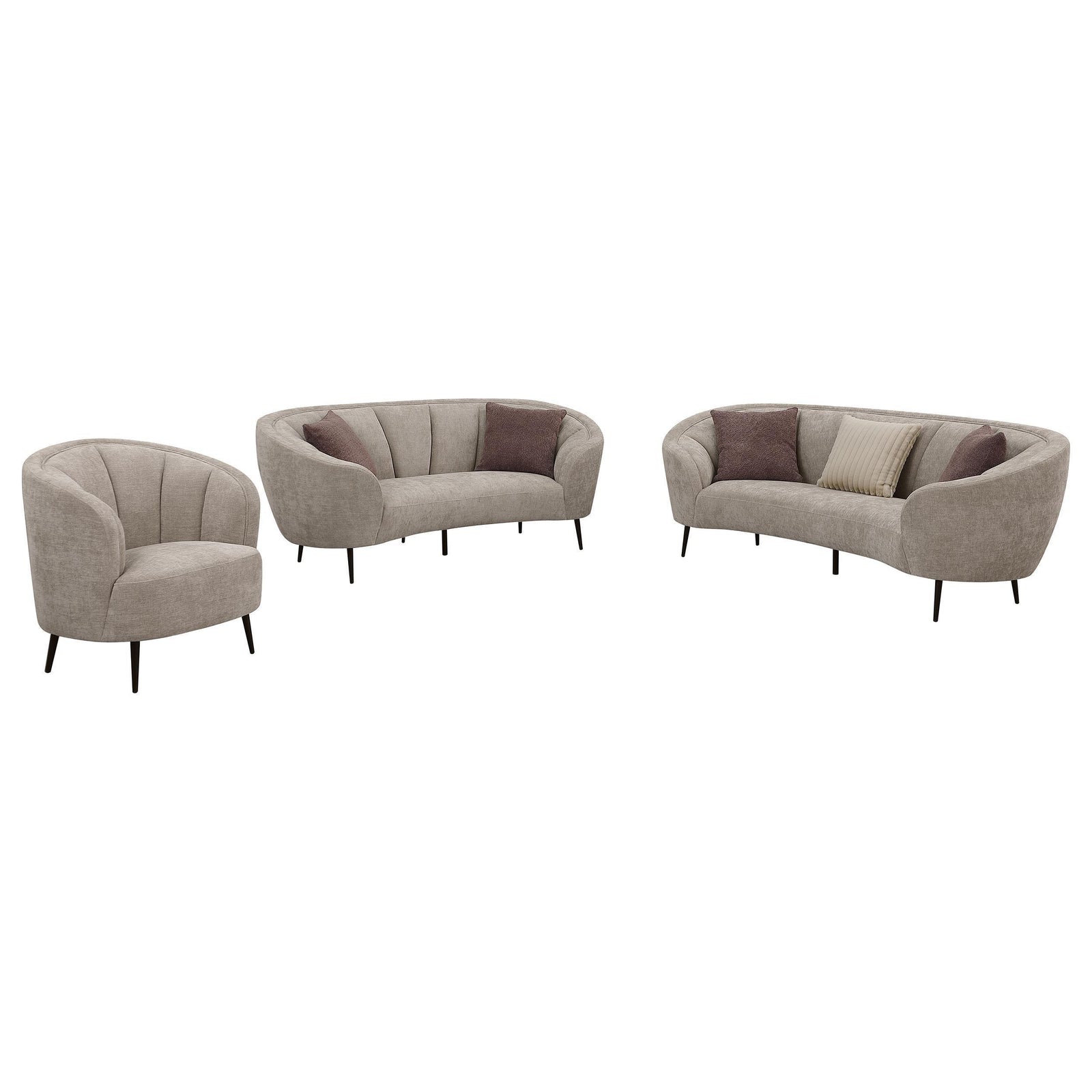 Ellorie 3-piece Upholstered Curved Sofa Set Beige 504837-S3 - Ella Furniture