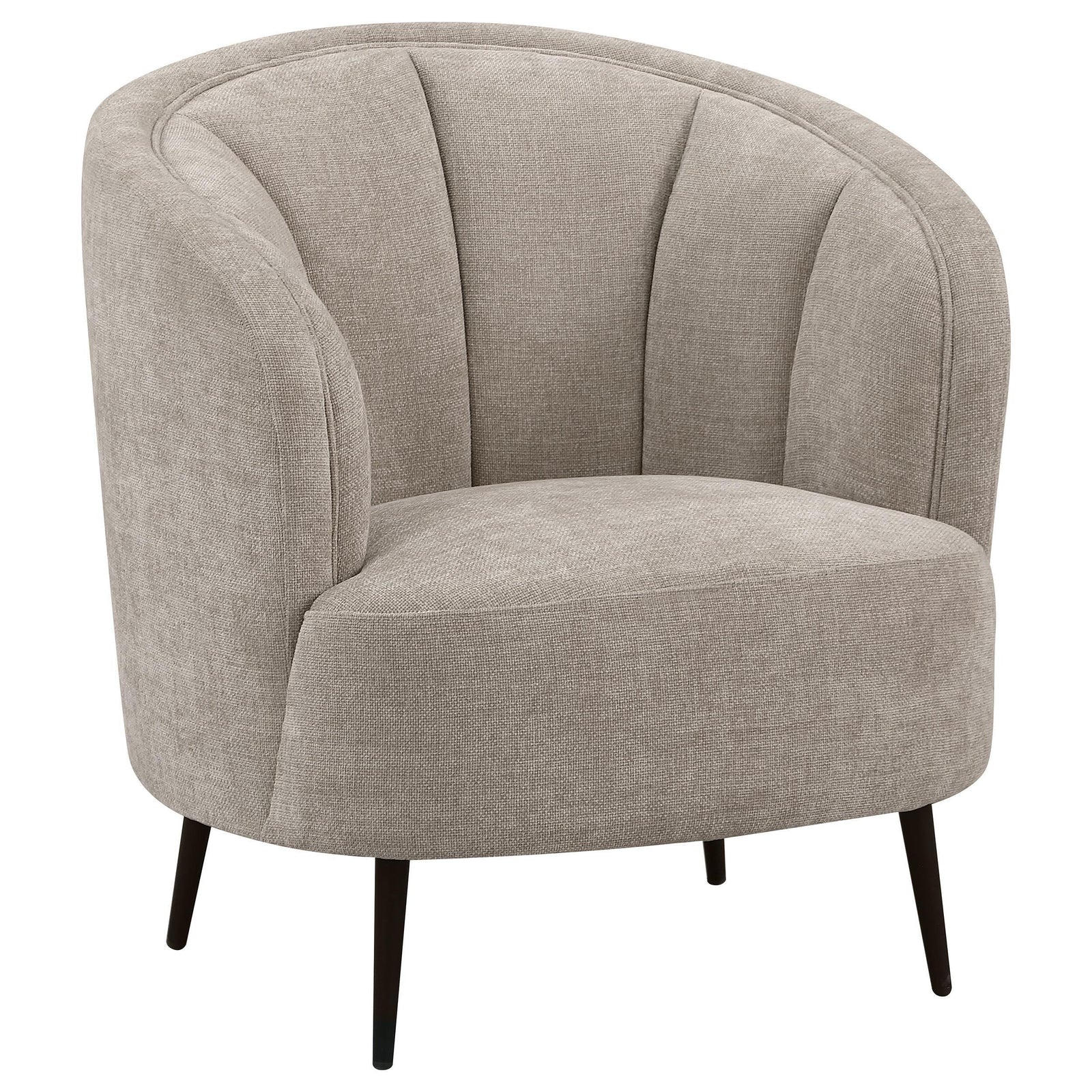 Ellorie Upholstered Channel Back Curved Chair Beige 504839 - Ella Furniture