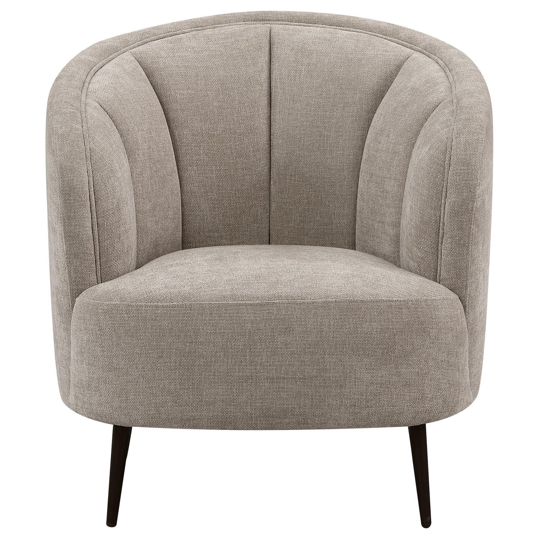 Ellorie Upholstered Channel Back Curved Chair Beige 504839 - Ella Furniture