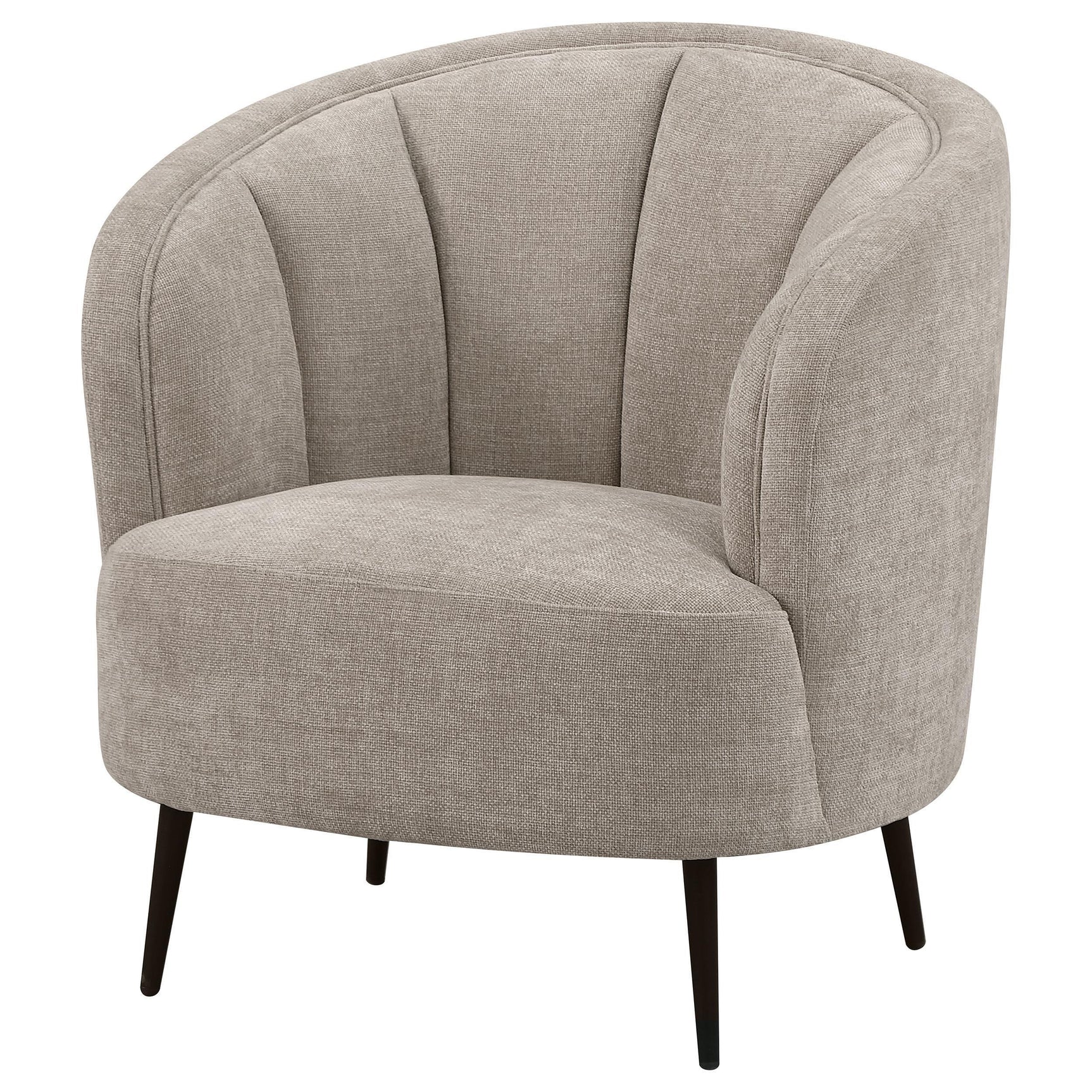 Ellorie Upholstered Channel Back Curved Chair Beige 504839 - Ella Furniture