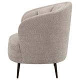 Ellorie Upholstered Channel Back Curved Chair Beige 504839 - Ella Furniture