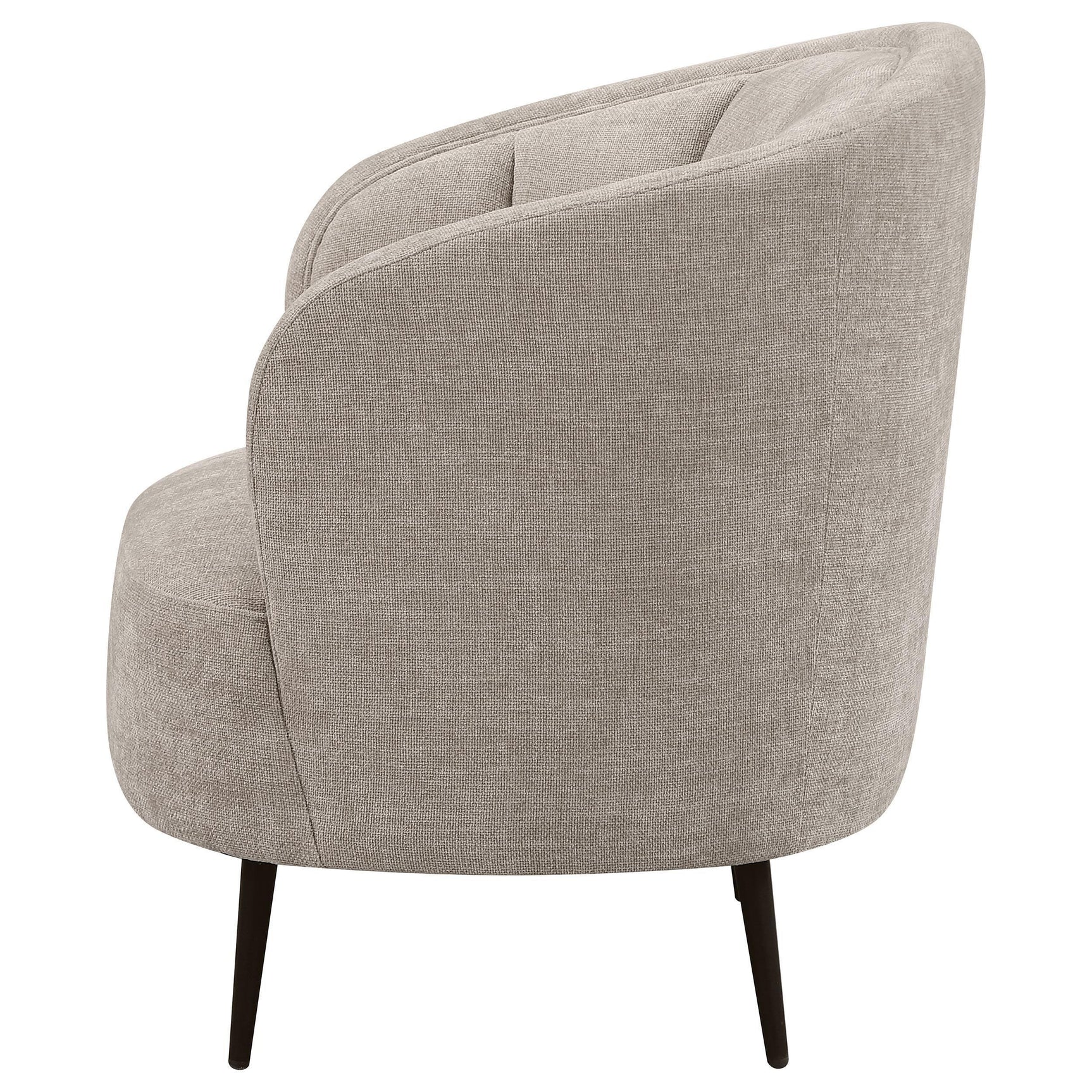 Ellorie Upholstered Channel Back Curved Chair Beige 504839 - Ella Furniture