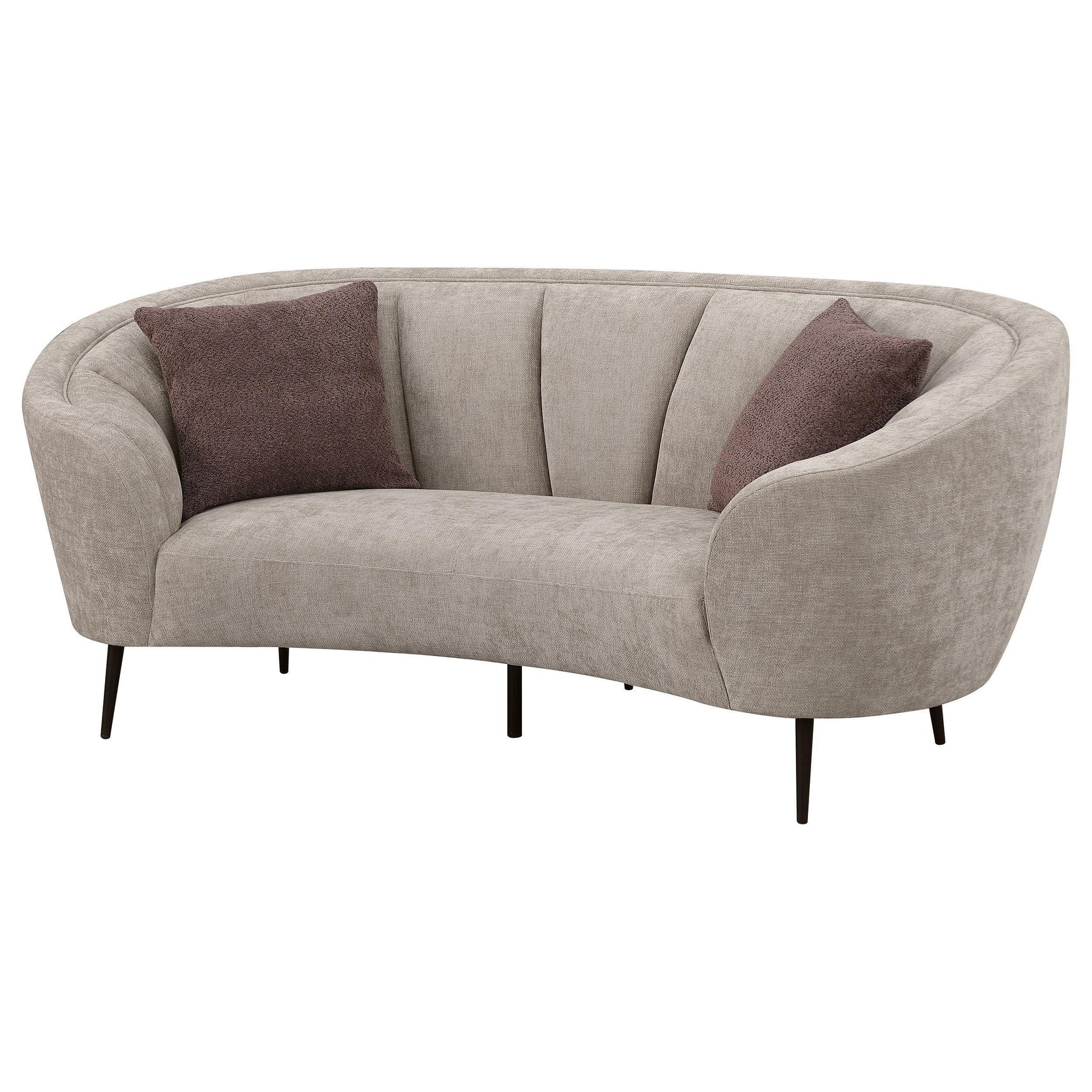 Ellorie Upholstered Channel Back Curved Loveseat Beige 504838 - Ella Furniture