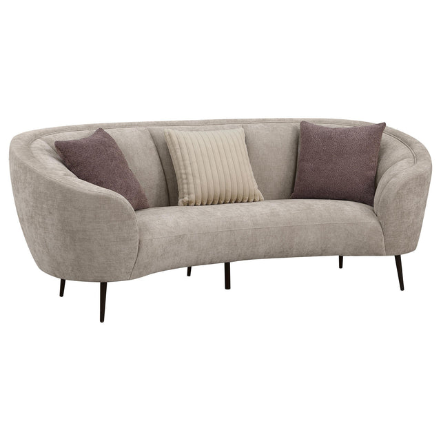 Ellorie Upholstered Channel Back Curved Sofa Beige 504837 - Ella Furniture