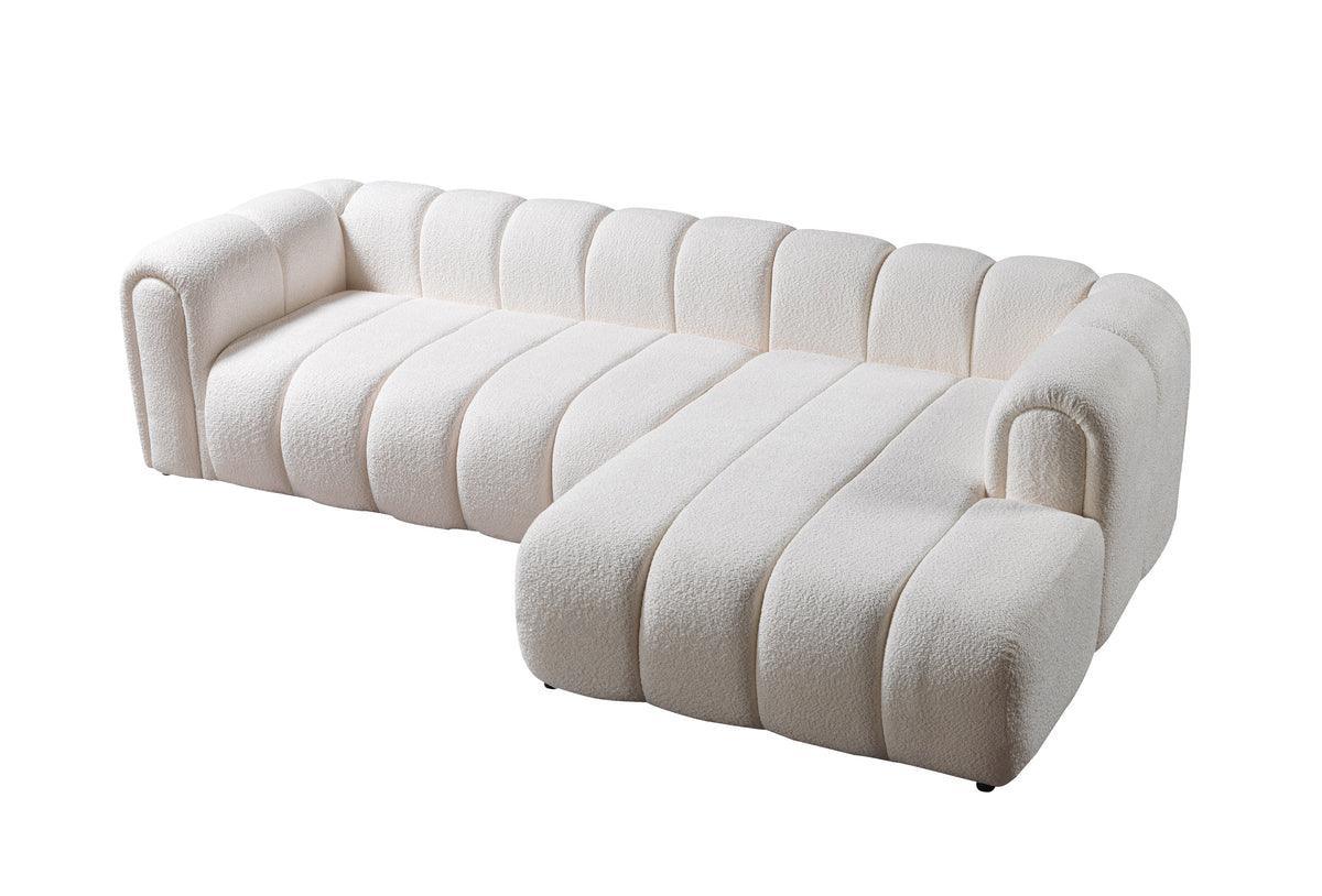 Elly Ivory Boucle Raf Sectional - Ella Furniture