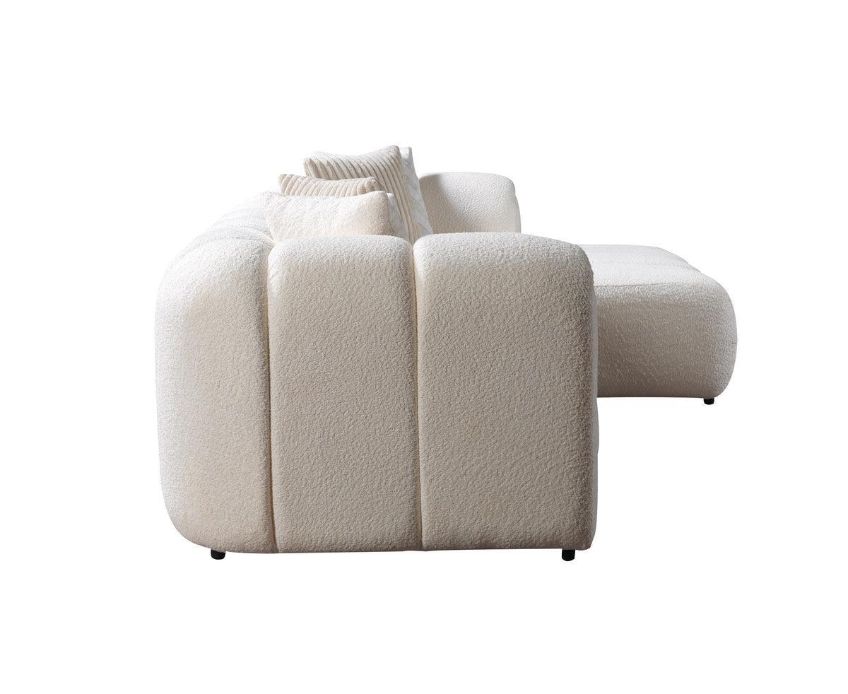 Elly Ivory Boucle Raf Sectional - Ella Furniture