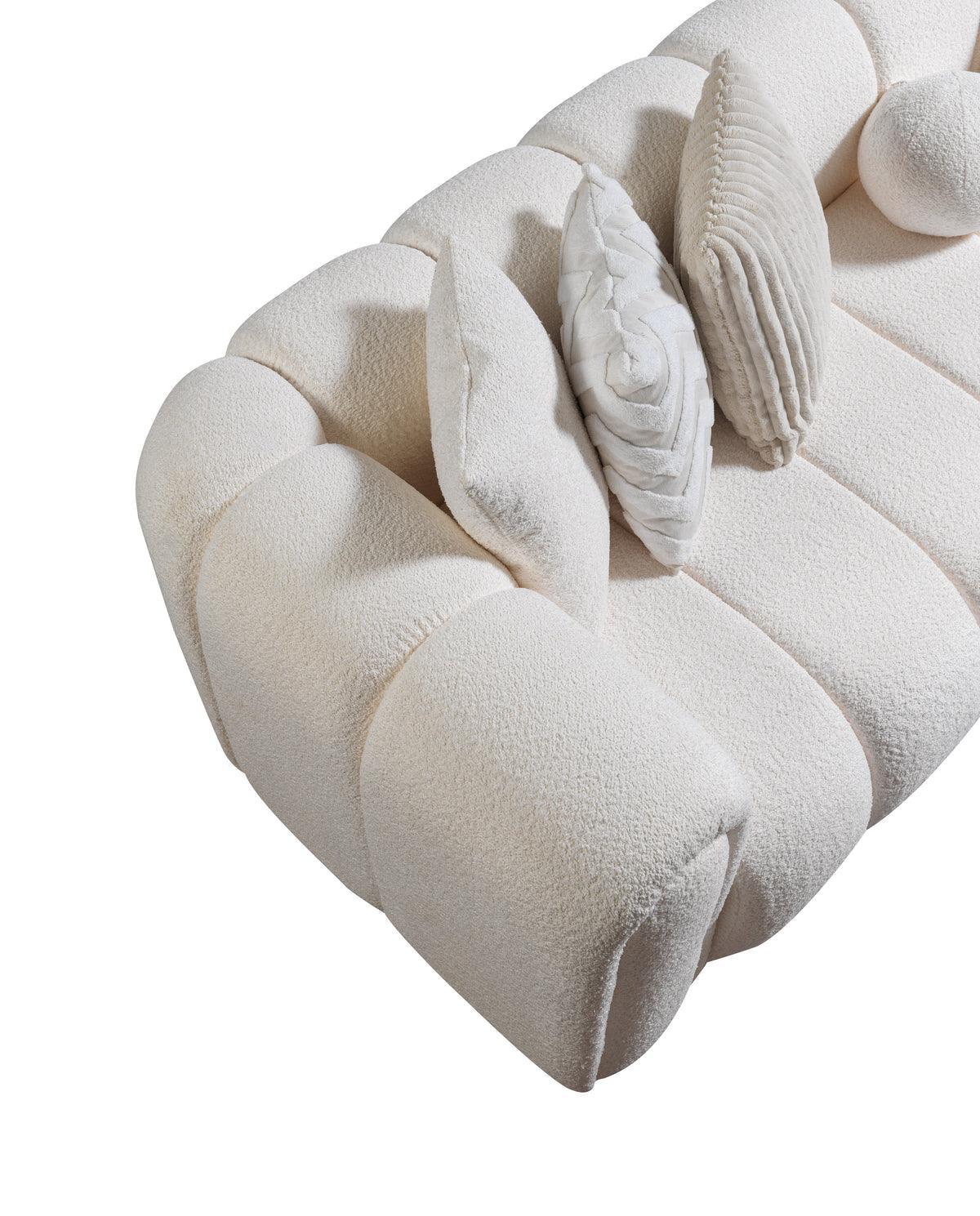 Elly Ivory Boucle Raf Sectional - Ella Furniture