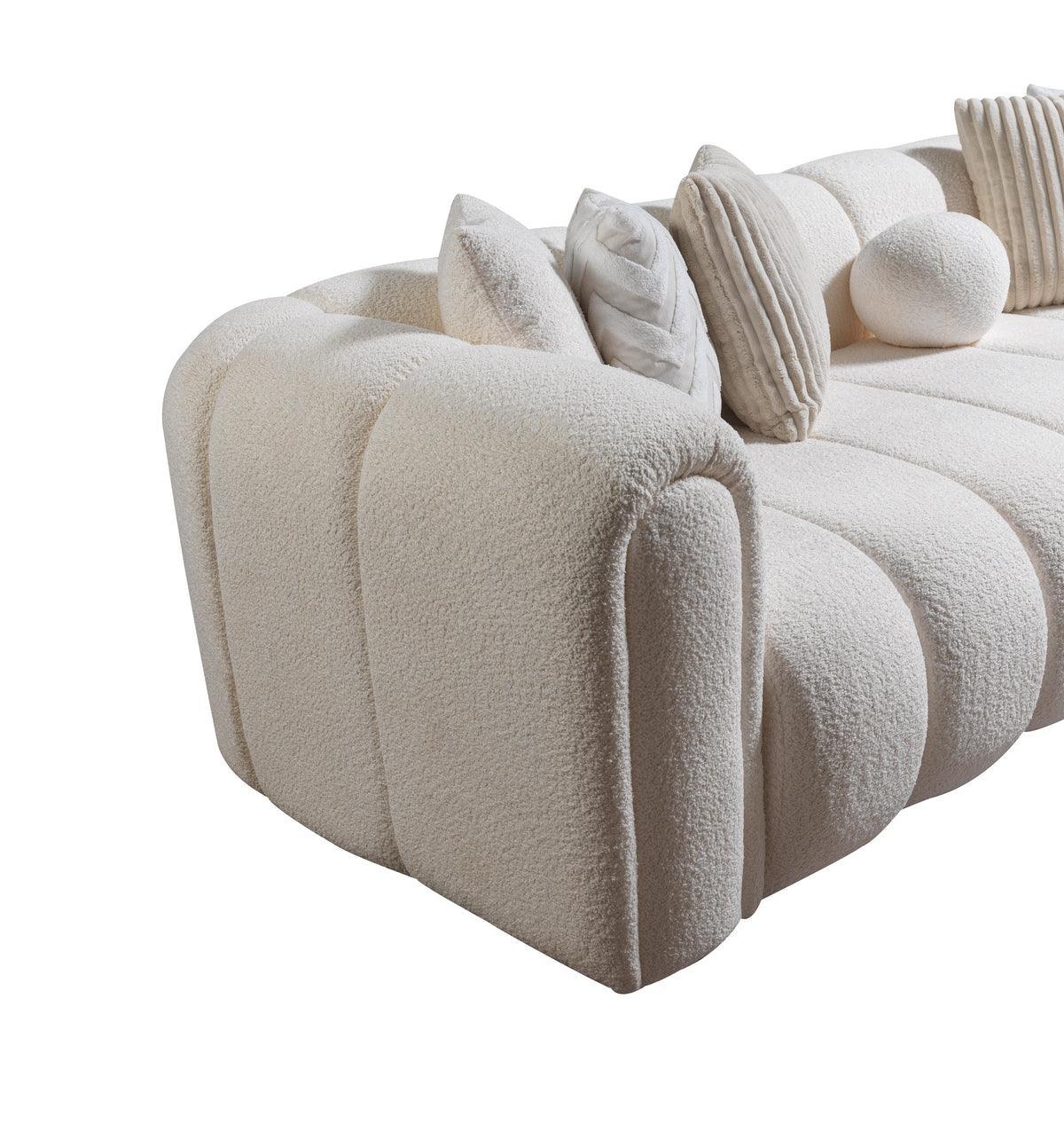 Elly Ivory Boucle Raf Sectional - Ella Furniture