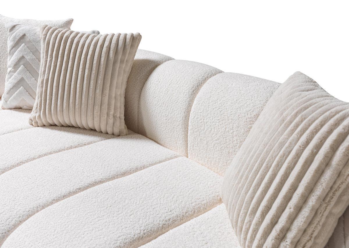 Elly Ivory Boucle Raf Sectional - Ella Furniture