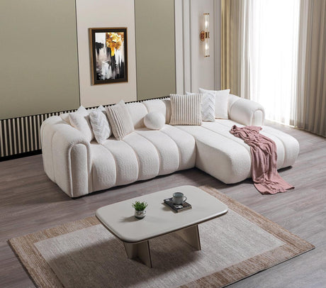 Elly Ivory Boucle Raf Sectional - Ella Furniture