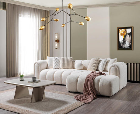 Elly Ivory Boucle Raf Sectional - Ella Furniture